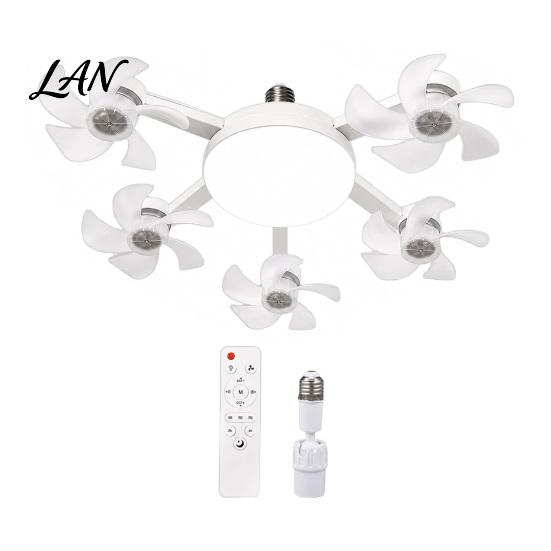 Adjustable Angle Fan Light 3/4/5 Blade Ceiling with & Remote Control, 2-in-1 Silent LED Drone Energy Saving Foldable Blades, 3-Speed Dimmable