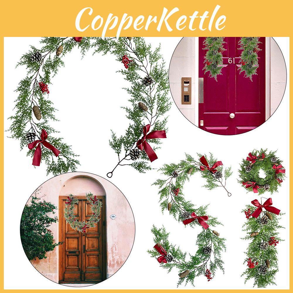 Christmas Rattan Wreath Garland With Berry And Flowers- Diy Fireplace Decor And Tree Ornament