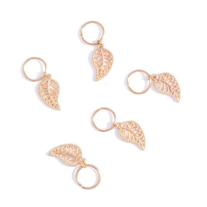 

5/10 шт./упак., разные стили, подвески для волос, коса, дреды, бусины, зажимы, манжеты, кольца, ювелирные изделия leaf 5pcs золотой