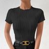 Women's Solid Color Round Neck Slim Short Sleeve T-shirt Top