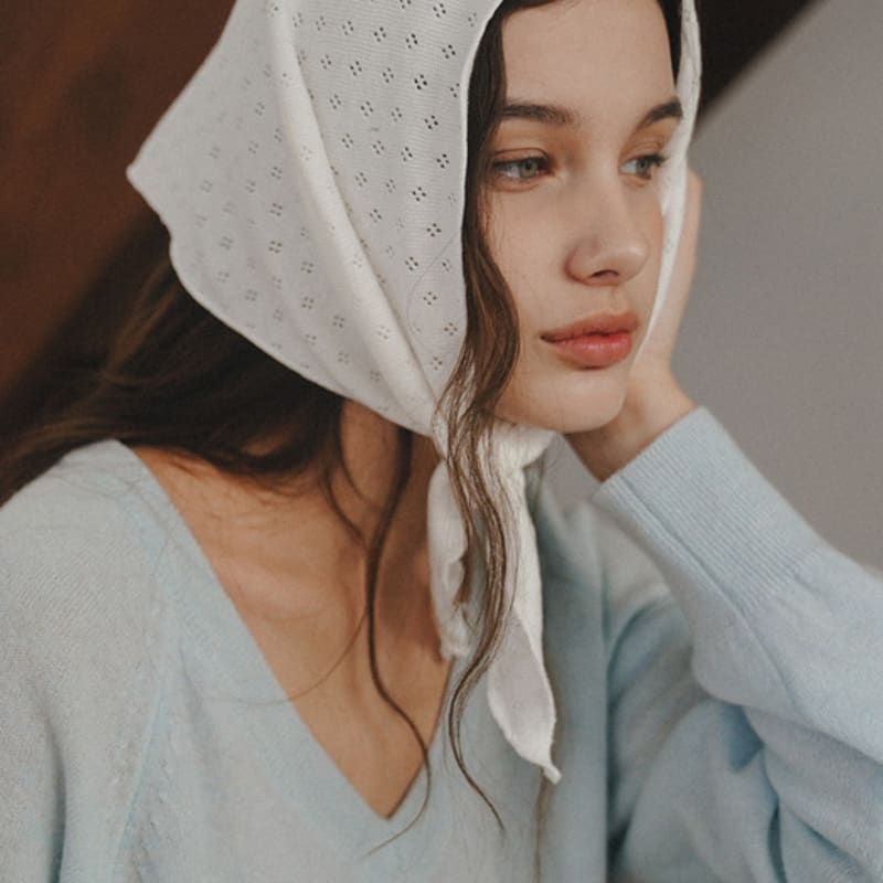 Laminez Punching Cotton Scarf - Ivory