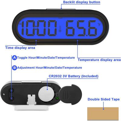 Car Clock Time Watch Mini Electronic Auto Clocks Luminous Interior Thermometer Lcd Backlight Digital Display Car Accessories
