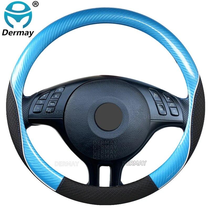 For BMW E46 3 Series M3 DERMAY Car Steering Wheel Cover Microfiber Leather+Carbon Fiber 16 Colors High Quality Auto Accessories