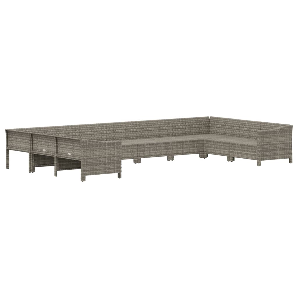 Vidaxl 10-Cz. Set da Giardino, Cuscini, Rattan PE Grigio