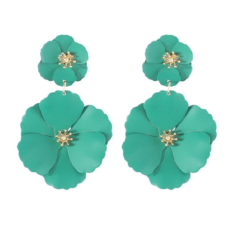 Eye Catching Woman Studs Earrings Flower Pendant Earrings Colorful Ear Jewelry Iron Texture for Matching Fashion Outfits