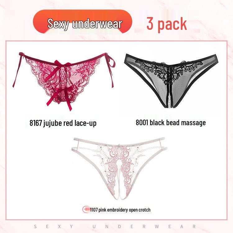Seductive Japanese Lace Open Crotch Panties Set