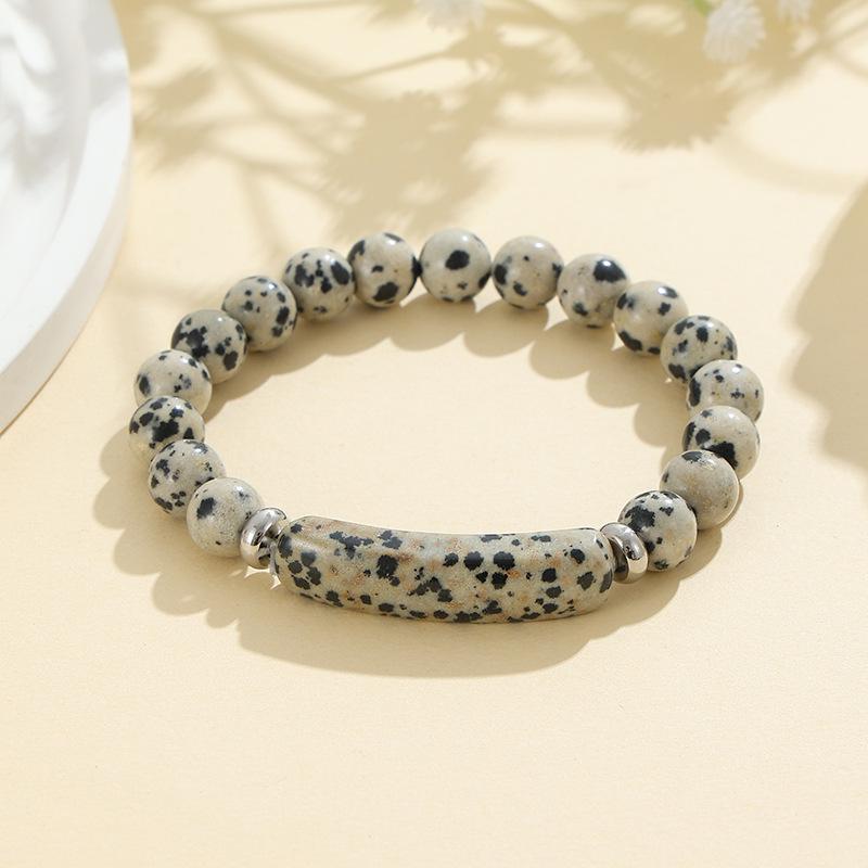 8mm Green Aventurine and Pink Crystal Handmade Bead Bracelet with Curved Tube Design