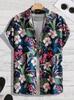 Summer Essential! Tropical Sunset Sailing Print Short Sleeve Shirt, Casual Beach Shirt