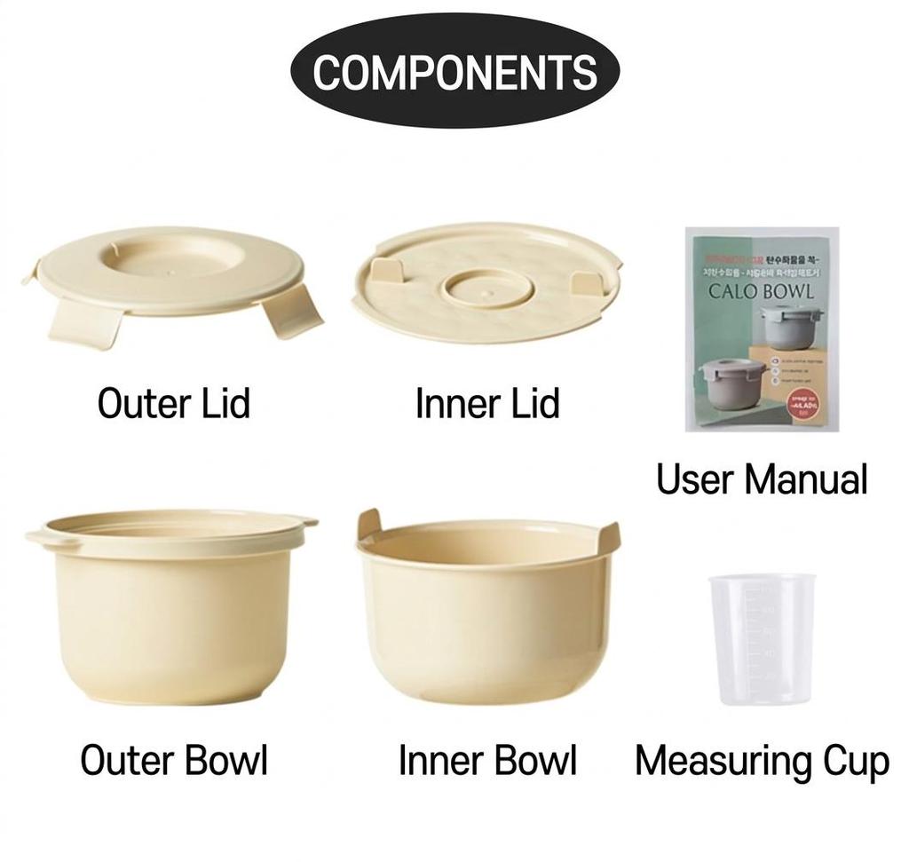CaloBowl Microwave Rice Cooker Cream