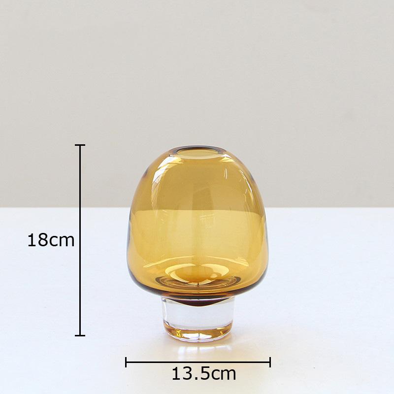 

Transparent Amber Color Glass Vase Round Flower Pots Table Decoration Flowers Arrangement Floral Vases Room Aesthetic Decor