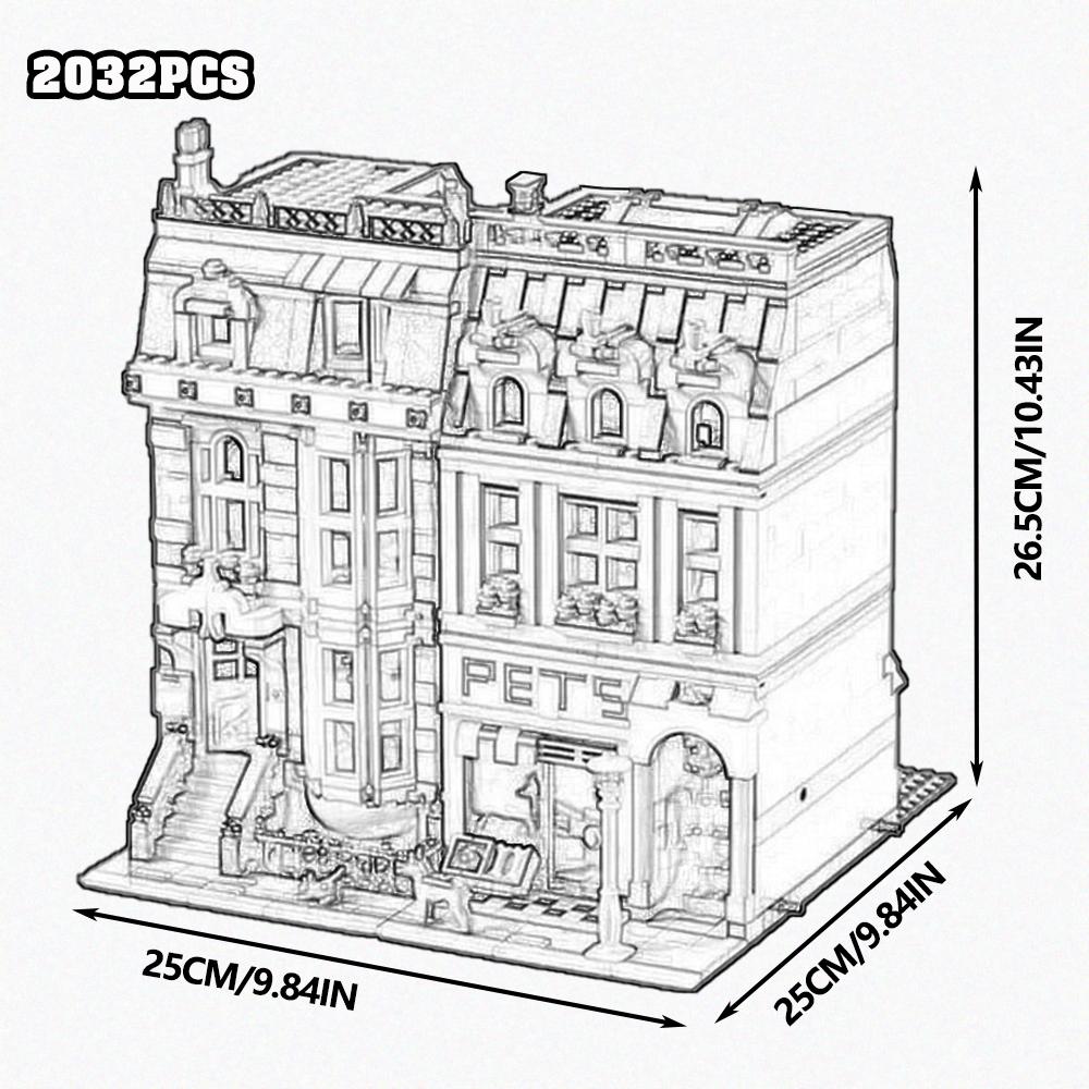 Creative Expert Brick Bank Cafe Corner Model MOC Street View House Building Blocks Toys Pet Book Shop Town Hall Downtown Diner