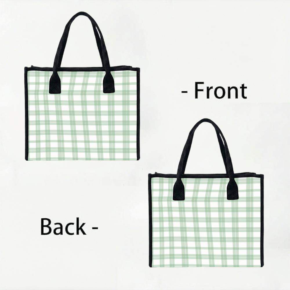 Plaid Tote Bag Large Capacity Casual Daily Shoulder Bag for Shopping Travel Work