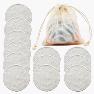 Bamboo Wife Cushion Reusable Bamboo Makeup Remover Pad Washing Round Cleansing Facial Cotton Tool 12 Bags, ZM-Beige