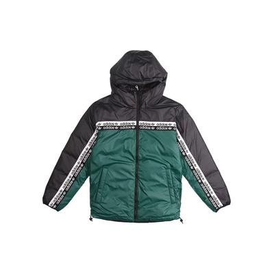 Jaqueta Acolchoada Originals Trefoil Mid Rev com Capuz Reversível Masculina Roupa Exterior Preta FL0009