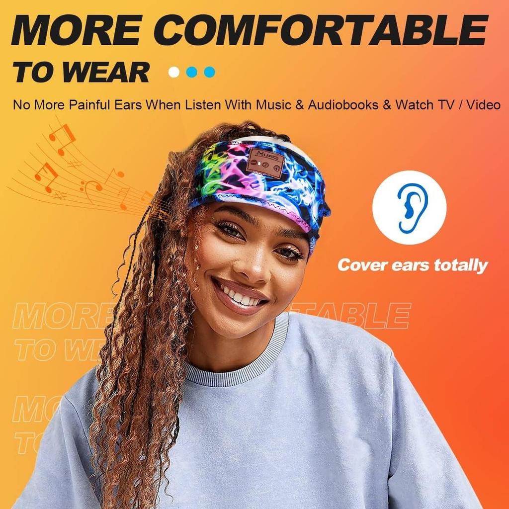 Dazzling Colors Wireless Bluetooth Headband Earphones Sports Headphones Elastic Headband Music Sleeping Mask Bluetooth Headset