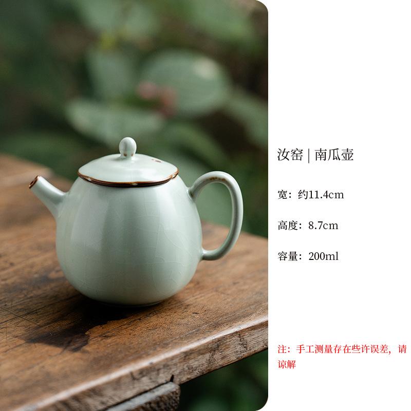 Teiera in Ceramica Cinese Blu Ru Fatta a Mano Pentola Aperta Xishi Bollitore Retrò per la Preparazione del Tè con Infusore Cerimonia del Tè Kung Fu Caffè Ornamenti