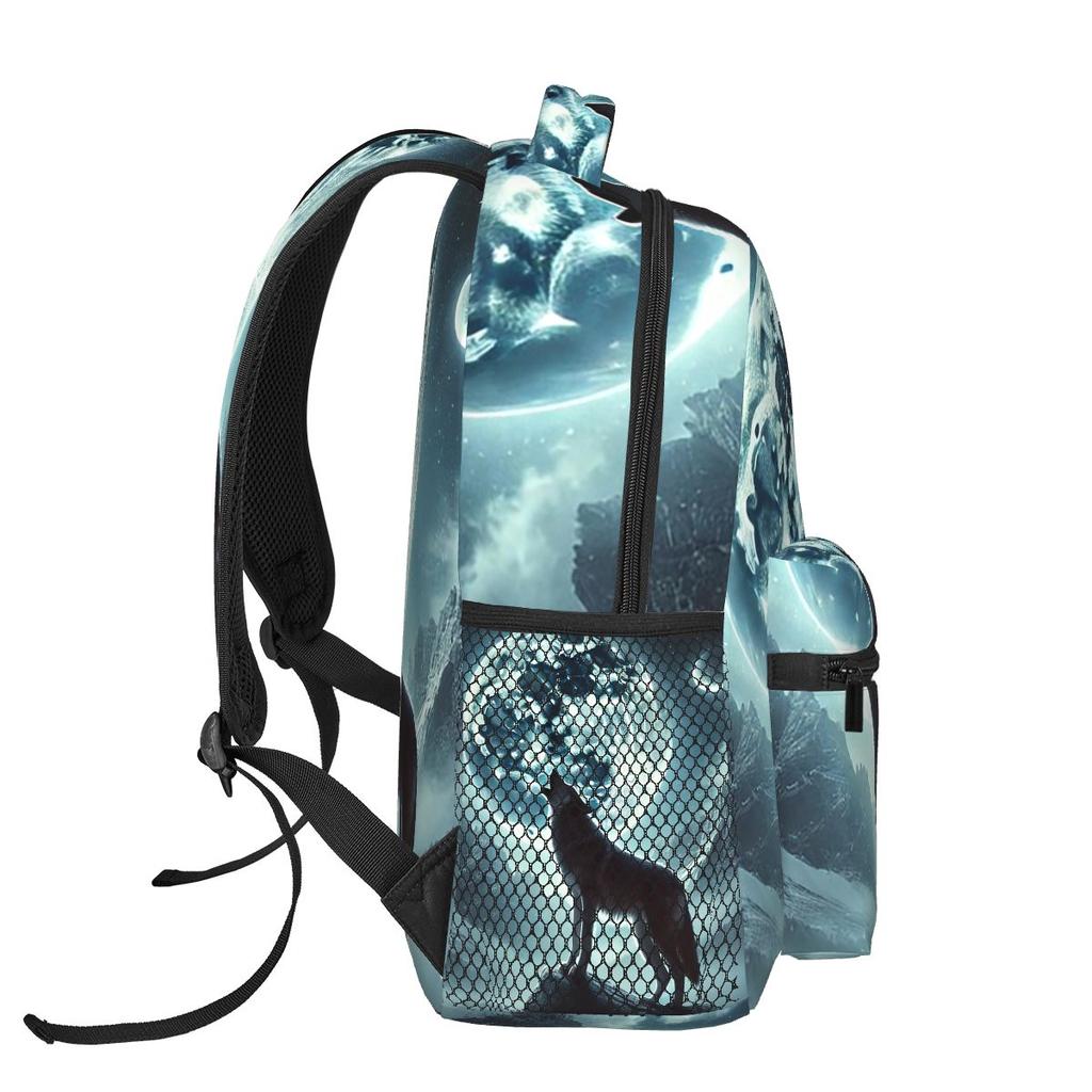 Howling Wolf Under The Moonlight Print Backpacks Boys Girls Bookbag Children School Bags Cartoon Laptop Rucksack Shoulder Bag