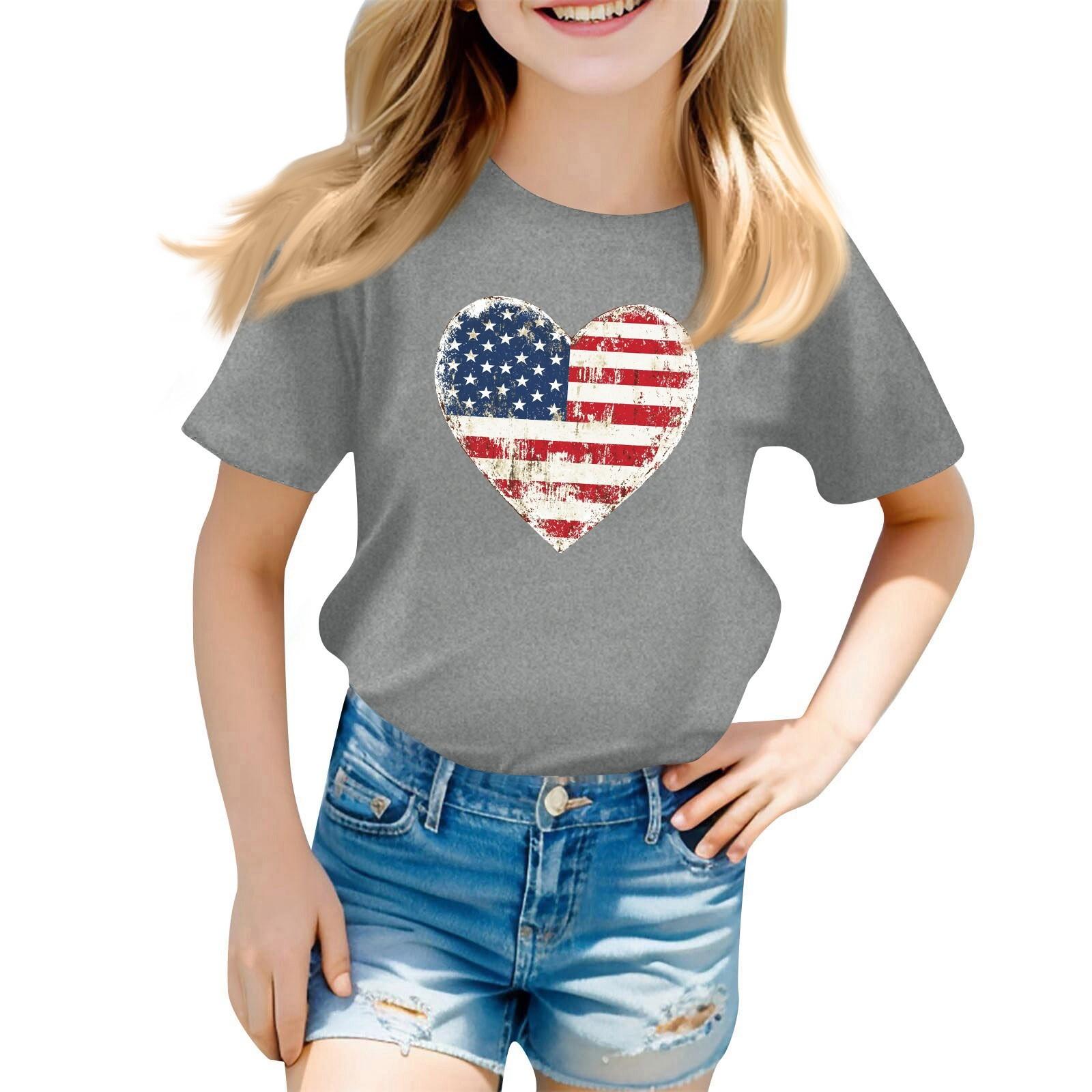 

Children s Printed Short Sleeved Round Neck Casual Comfortable Loose Lightweight Top 130