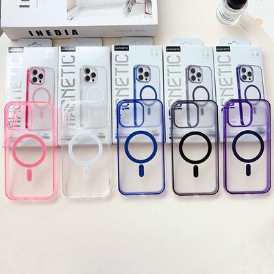 Anwendbar auf iPhone16 Farbe-transparent Magnetische Handyhülle MagSafe Apple 13/14 Acryl 15 Sturzsichere Hülle