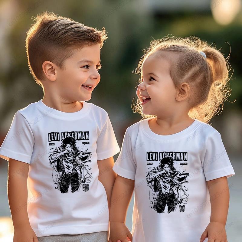 

Милый Топ с коротким рукавом Атака Титанов для подростков, забавный мультяшный, для вечеринки, летняя повседневная одежда с коротким рукавом для мальчиков и девочек 150cm