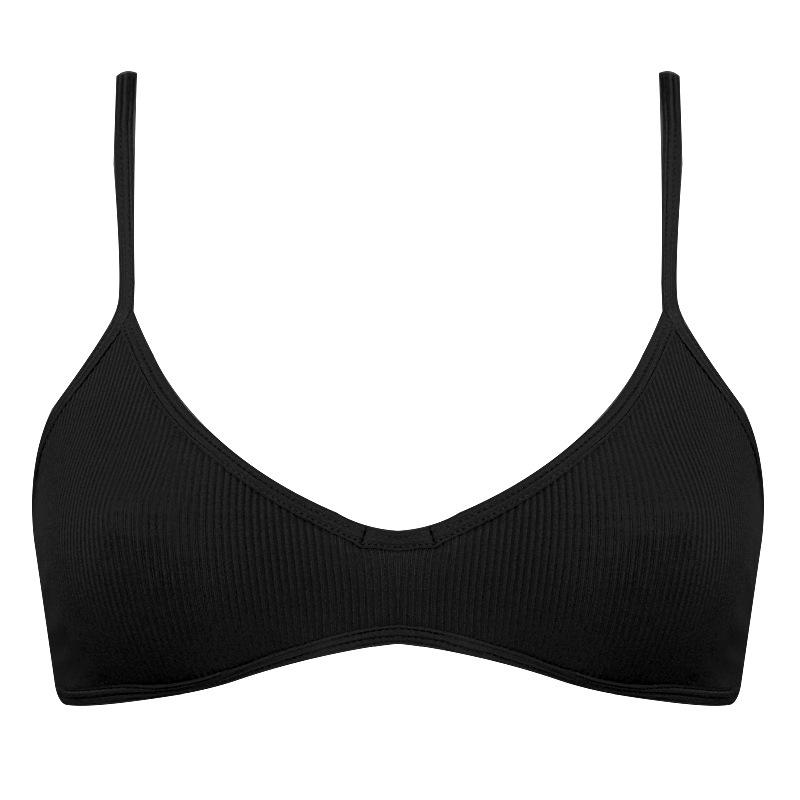 

Женский бесшовный эластичный хлопковый бюстгальтер с V-образным вырезом Large чёрный