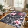 Floral Garden Theme Crystal Velvet Rug Personalized Custom Name Text Soft Floor Mat Home Decor