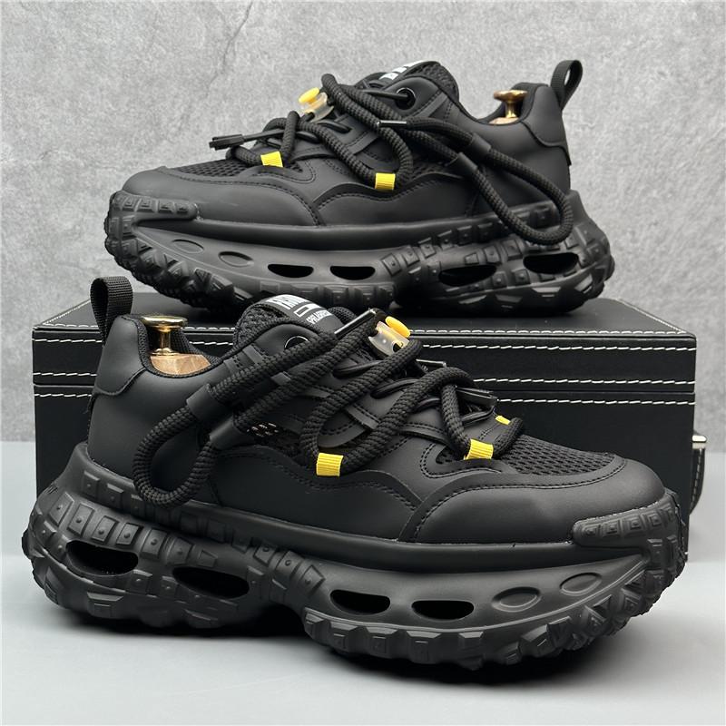 

Роскошные кроссовки мужские дизайнерские кроссовки на подошве из шин модные повседневные кожаные сетчатые дышащие спортивные туфли на платформе с увеличенной высотой 38 чёрный