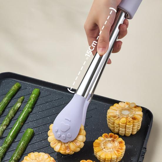 Silikon Lebensmittelzange Hochtemperaturbeständig Rutschfest Kochclip Klemme für BBQ Salat Grill