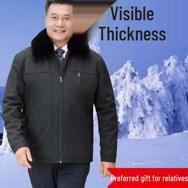 

Men s Winter Cotton-Padded Jacket with Fleece for Seniors: Thicker Style for Dad and Grandpa 170/88A for 90-105 jin