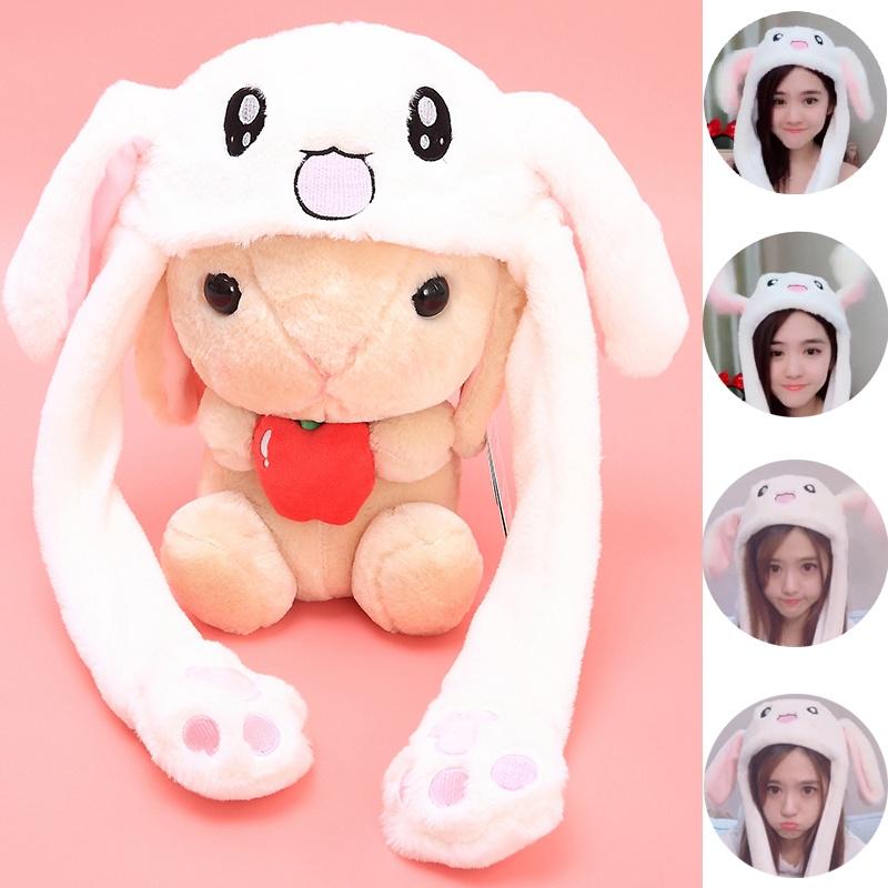 Buy Fashion Moving Hat Rabbit Ears Plush Sweet Cute Airbag Cap Pinch ...
