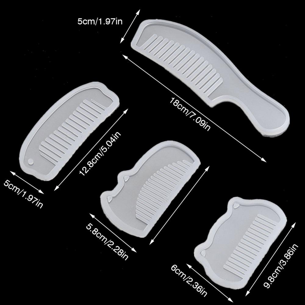 4PCS Silicone Comb Silicone Mould Comb Shape Translucent Resin Mould Multiple Sizes DIY Silicone Mould Art Making