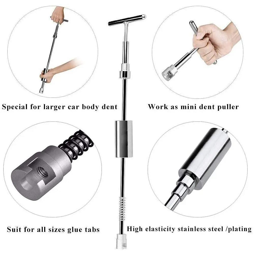 Car Dent Puller T Dent Repair Tools Auto Repair Sheet Metal Slide Hammer Reverse Hammer Tabs Glue Kit Hail Pit Paintless Remover