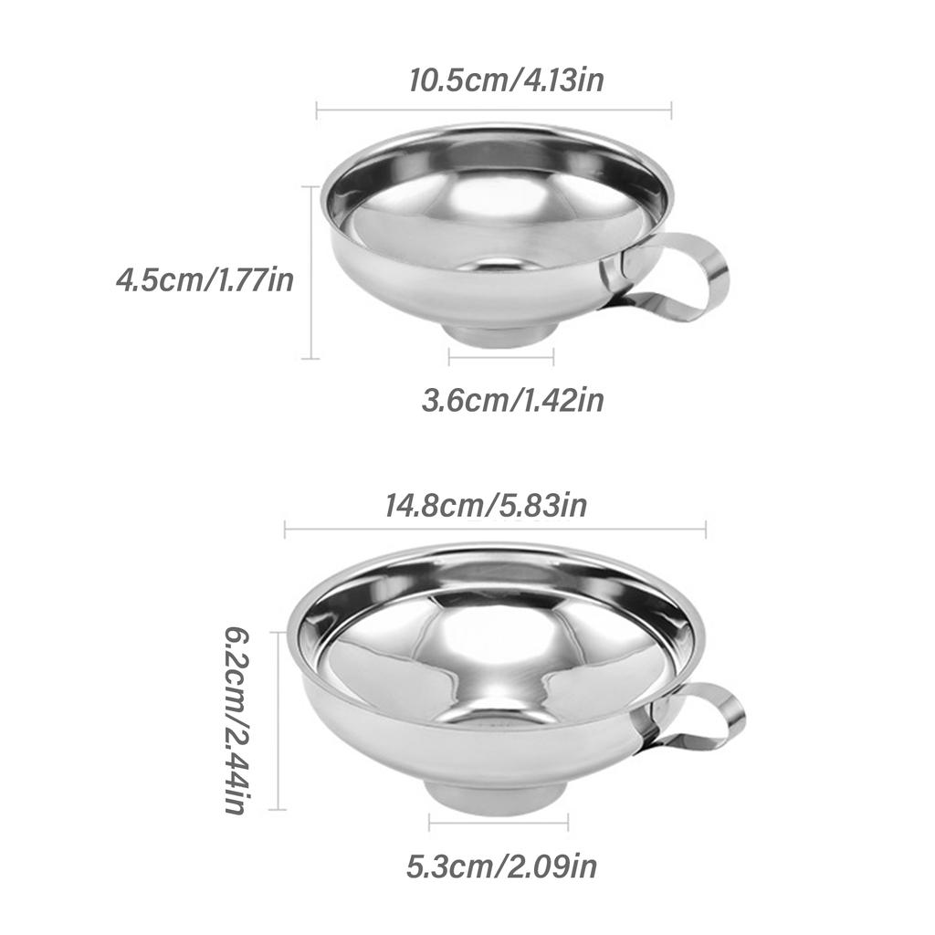 Edelstahl-Trichter mit breiter Öffnung und Griff, lebensmittelechtes Metall, Marmeladentrichter, Konservenbehälter, Glasfilter, Küchenhelfer