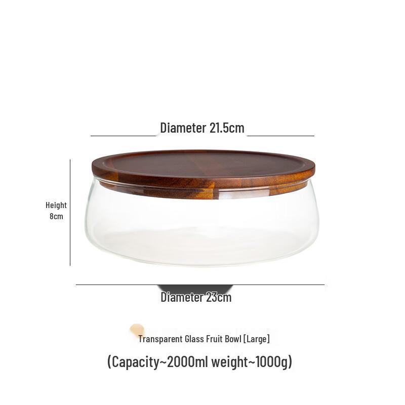 Decorative Glass Fruit Bowl with Wooden Base
