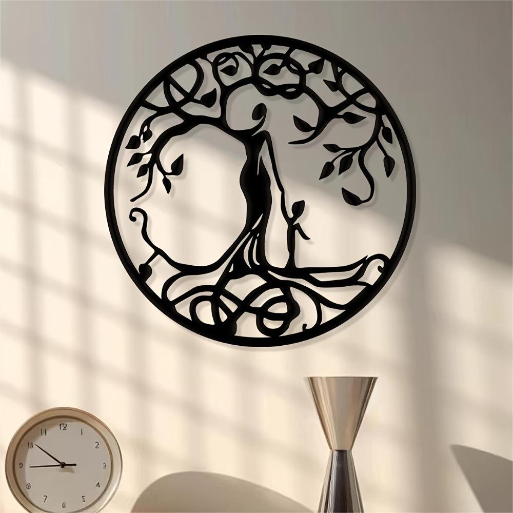 

Handmade Iron Tree of Life Wall Art, Black Yoga Meditation Decor for Living Room Bedroom, 12.2x12.2in 12in