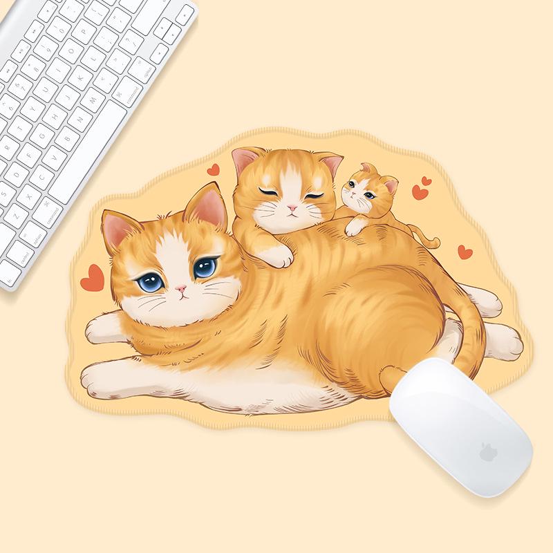 Cute Cat Cartoon Mouse Pad - Small, Irregular, Non-slip, Lock Edge for Office or Computer Desk