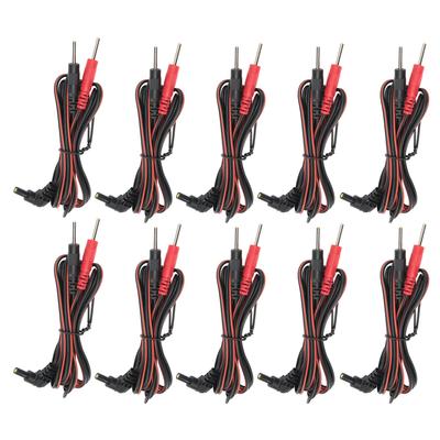 10pcs  Bag 2.35mm 1.2m 2‑In‑1 Pin Type Electrode Lead Wires Cable for TENS Unit Physiotherapy