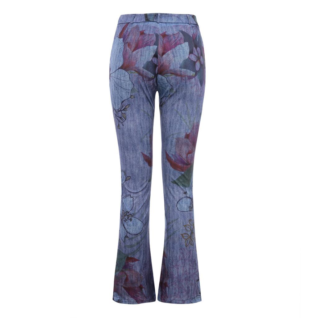 Ladies Casual Wide Leg Pants Straight Leg Pants Beltless High Waist Pants