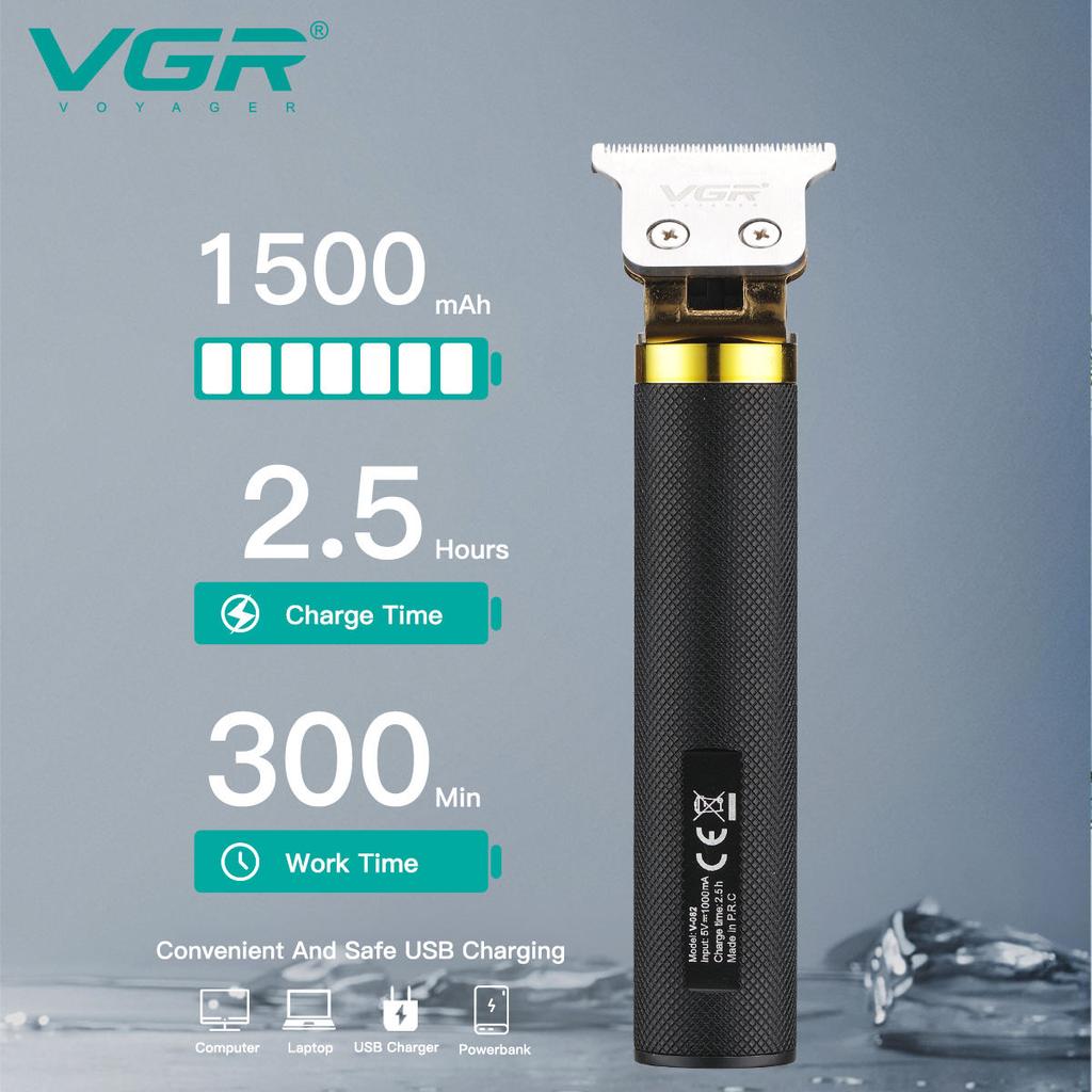 VGR 082 Hair Trimmer T-shaped Professional Hair Cutting Machine Cordless Rechargeable Bald Trimmer Men's Hair Clipper Shape Carving Safe and Hygienic