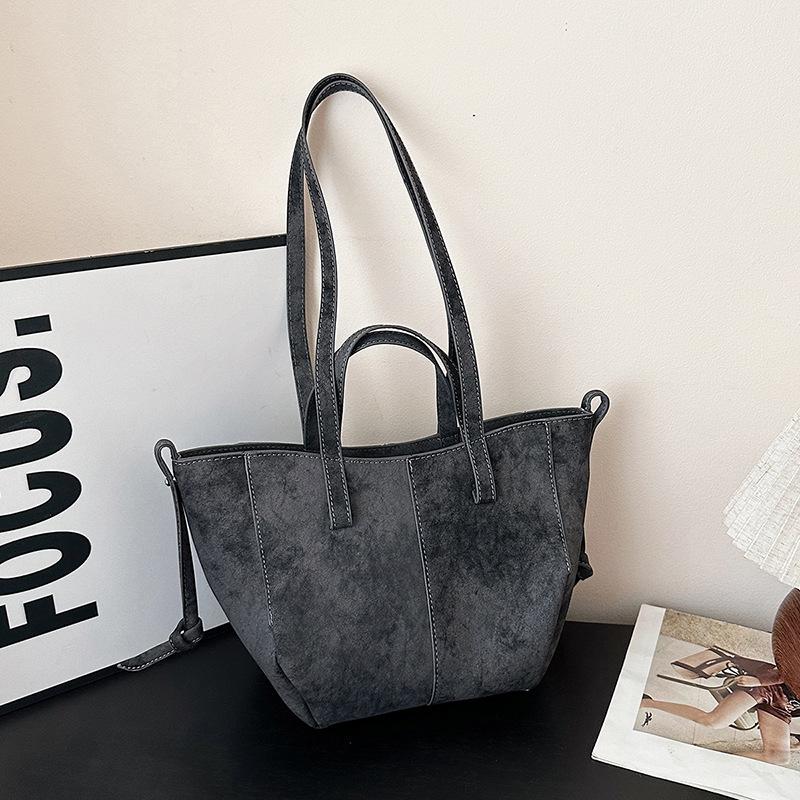 Retro Suede Tote Bag: Women's Large-Capacity Shoulder & Underarm Handbag In Lazy, Versatile Style