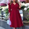New women's clothing independent station printed suit collar laceup dress