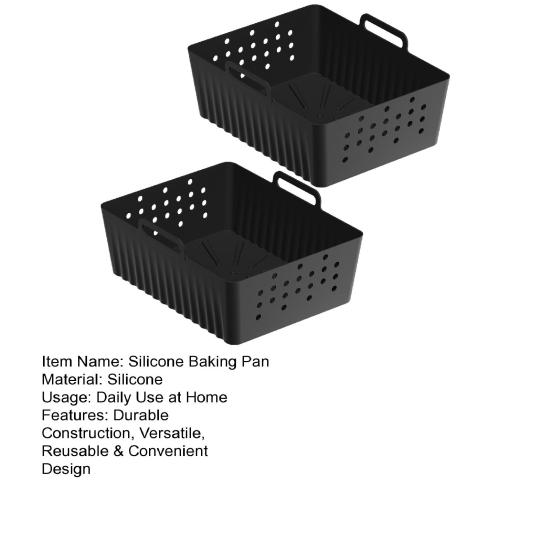 2Pcs Silicone Air Fryer Liners for Ninja SL401 2-Basket Air Fryer Reusable Pot Accessories Non-Stick Heat-Resistant Baking Pan