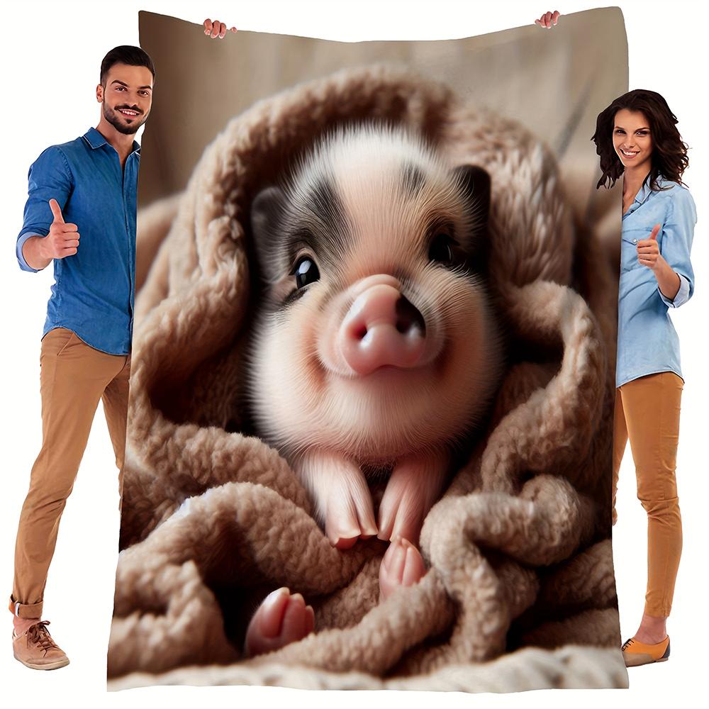 Coperta Carina Maialino per Notti Accoglienti, Coperta Plaid Calda e Confortevole per Divano Letto Divano Viaggio in Campeggio, il Miglior Regalo.