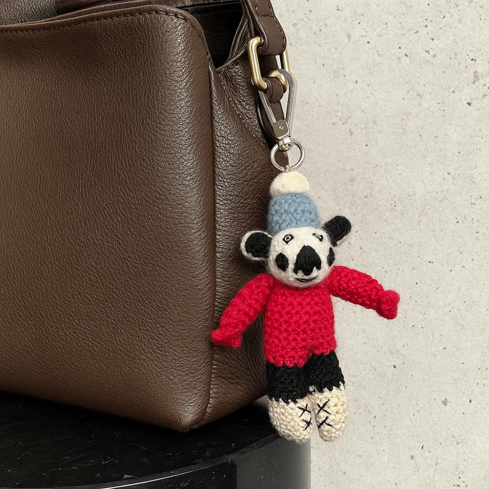 Rabbit Wool Felt Animal Pendant Little Pig Cartoon Keychain Cute Rabbit Keyring  Unisex