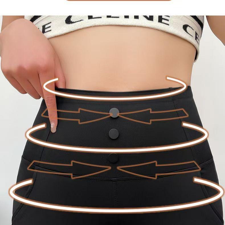 

Hot Selling Women s High-Waist Micro Flare Shark Pants - Autumn Slimming Body Shaping with New Three-Button Design M