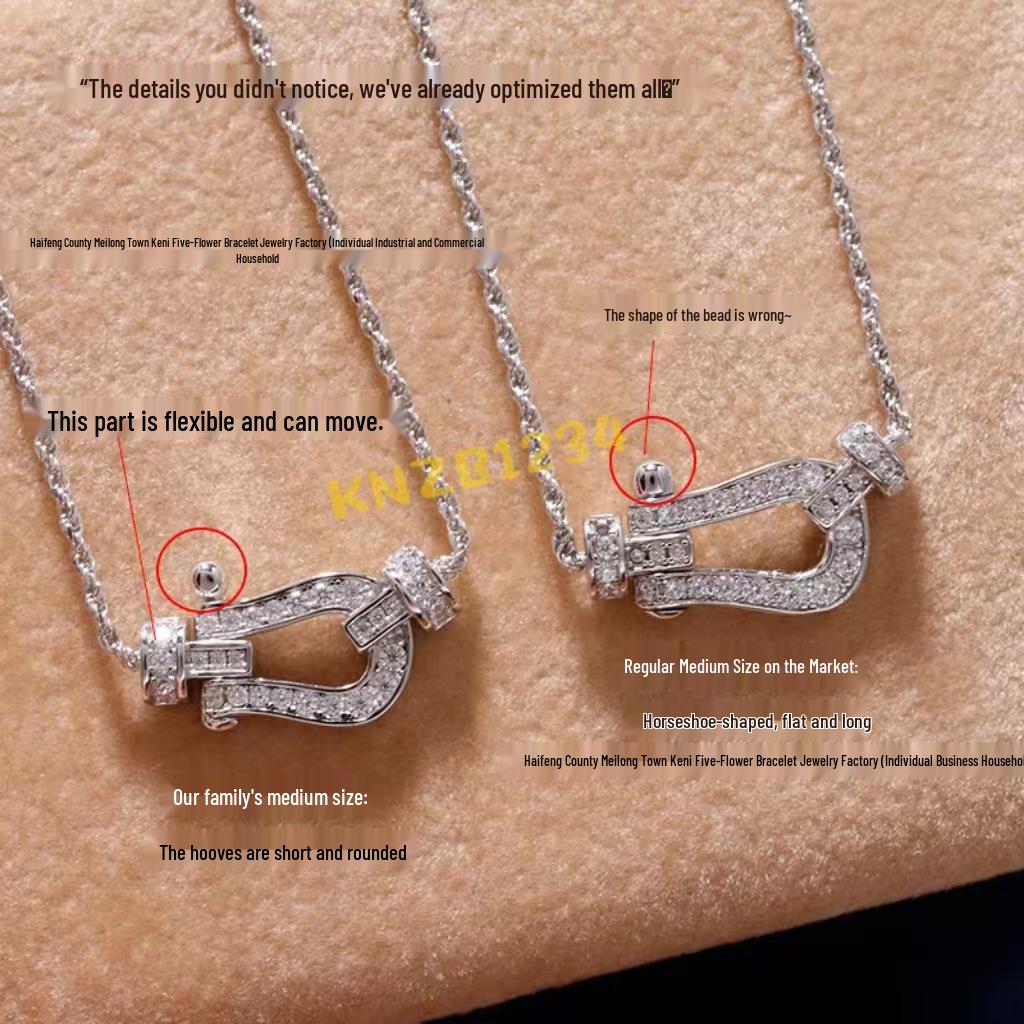Fred Women's 18K Gold Diamond Horseshoe Buckle Necklace - Medium/Small High-End Nautical Clavicle Chain