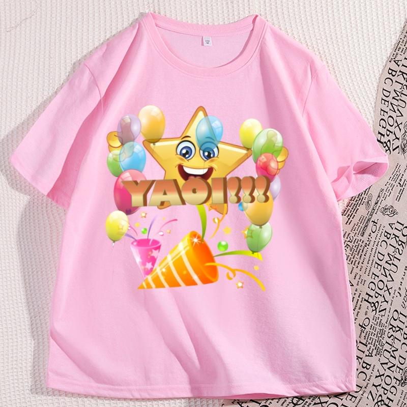 Pastel Yaoi Aesthetic T Shirt Casual Cotton Short Sleeve Round Neck Tees Soft Kawaii Graphic Tees Loose Printed Breathable Tees