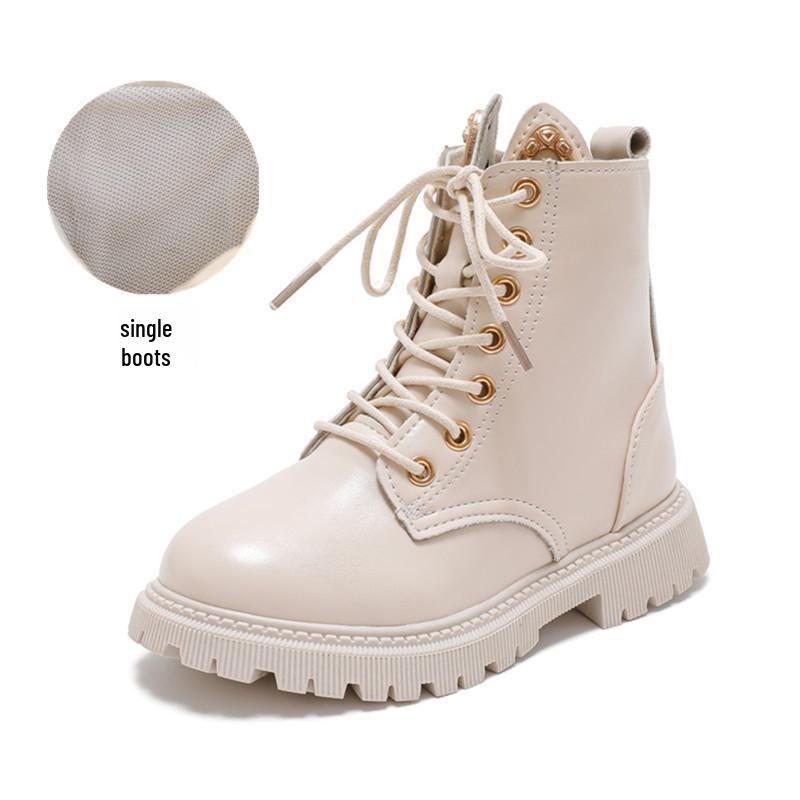 

Зимние 2025 года Девочки Ботильоны: Корейские и британские ботинки мартин на высоком берце с бархатной подкладкой Size 28, Inner Length 17cm