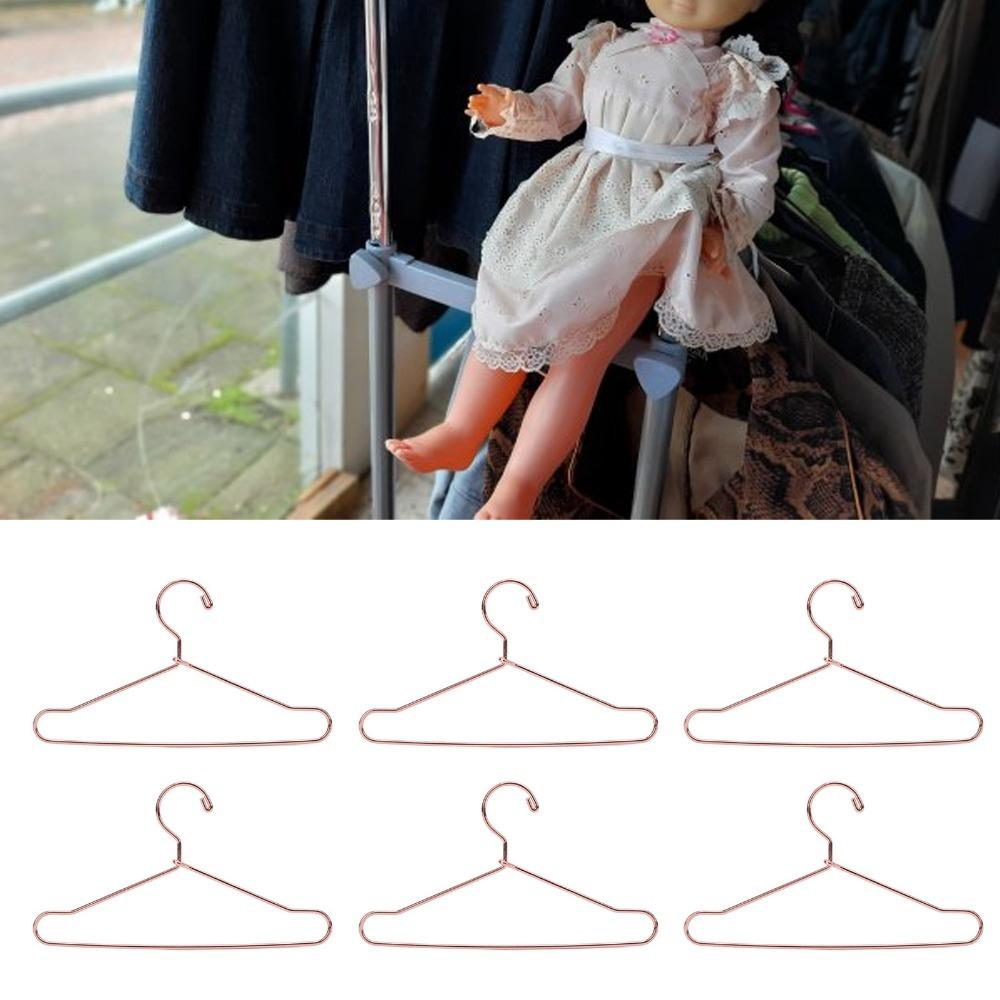 10pcs Gold Doll House Clothes Hanger Rose Gold Outfit Holder Doll Garment Hanger  Wardrobe Storage