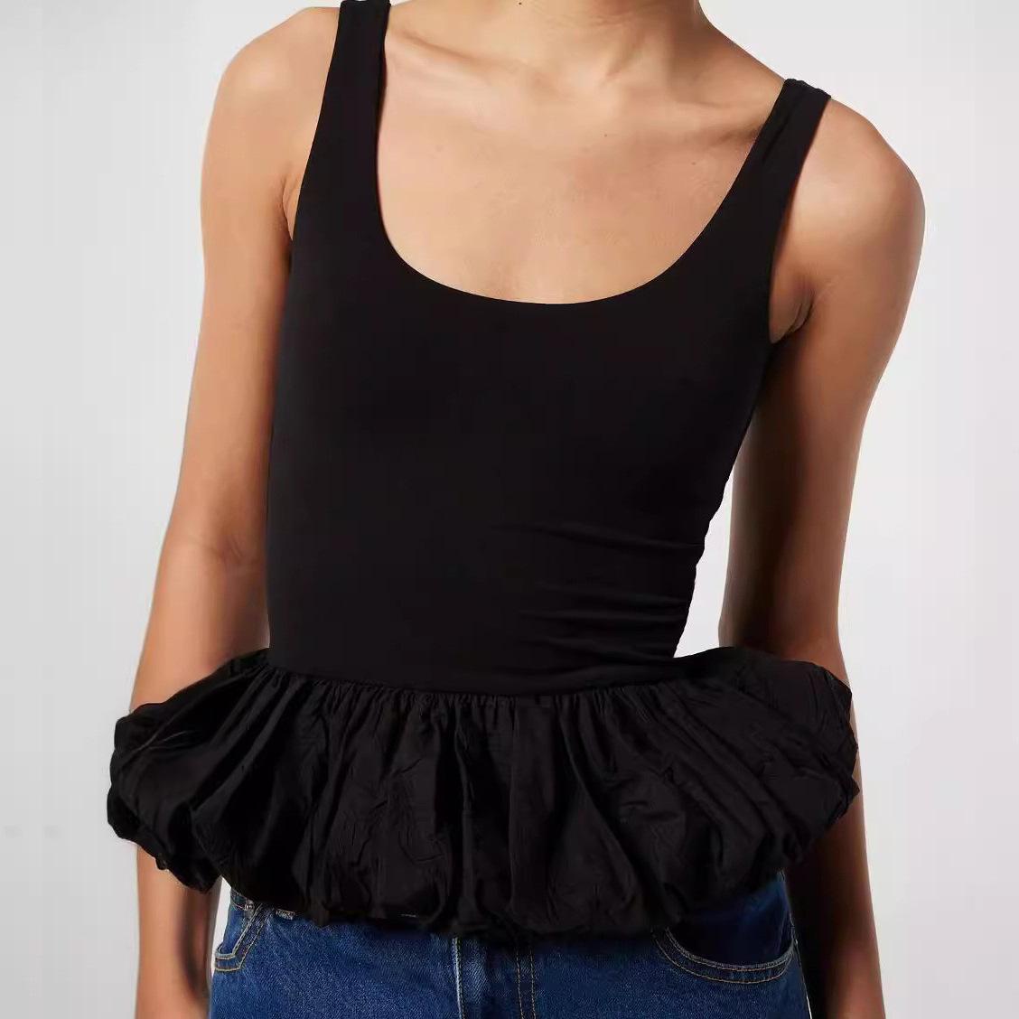 

Летние тонкие укороченные топы без рукавов для женщин 2024, уличная мода, однотонная майка с открытой спиной, женский отпуск, повседневный пляжный сексуальный жилет, клубная одежда XL чёрный